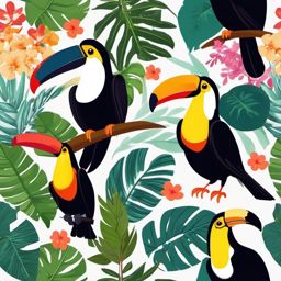 Cute Toucan in a Colorful Jungle  clipart, simple