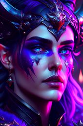 Kara Nightstar, a tiefling bard with a hauntingly beautiful voice detailed matte painting, deep color, fantastical, intricate detail, splash screen, complementary colors, fantasy concept art, 8k resolution trending on artstation unreal engine 5