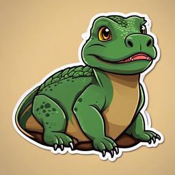 Komodo Dragon cartoon - giant, carnivorous island lizard  cartoon sticker style