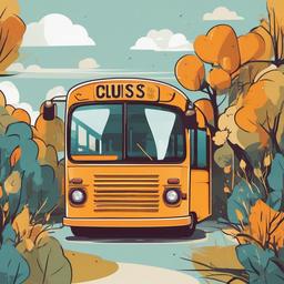 Bus clipart - bus in a children's illustration style  color,minimalist,vector clipart