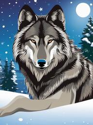 Wolf clipart - wolf with a snowy background  clipart