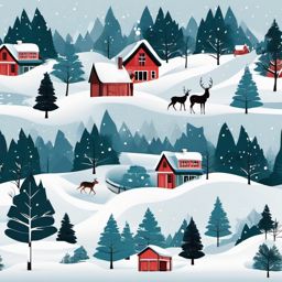 Winter Wonderland Adventure clipart - Adventurous winter scene, ,vector color clipart,minimal