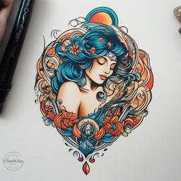 aquarius inspired tattoos  simple vector color tattoo