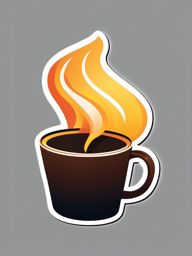 Hot Coffee Cup Sticker - Morning warmth, ,vector color sticker art,minimal