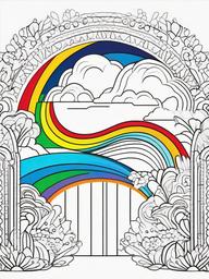 Rainbow Coloring Page - Abstract rainbow with modern artistic elements.  easy,simple,minimal,coloring pages,black and white outline