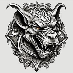 traditional gargoyle tattoo  simple color tattoo design,white background