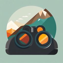 Binoculars Clipart - Binoculars focused on a distant mountain peak.  color clipart, minimalist, vector art, 