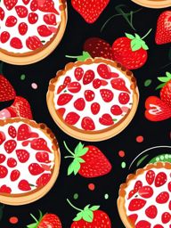 Strawberry Tart Clipart - A strawberry tart with glaze.  color vector clipart, minimal style