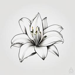 Lily Flower Tattoo - Tattoo featuring the lily flower, elegant and symbolic.  simple color tattoo,minimalist,white background