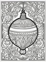 Christmas Ornament Coloring Pages - Beautifully Decorated Holiday Bauble  minimal black outline printable sheet, coloring page