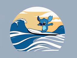 Stitch clipart - Stitch on a surfboard catching a wave  color,minimalist,vector clipart