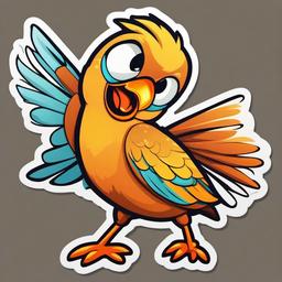 Lark cartoon - cheerful, singing bird  cartoon sticker style