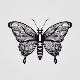 butterfly scorpion tattoo  simple color tattoo, minimal, white background