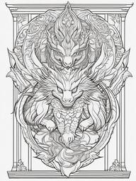 Tiamat Coloring Pages - Five-Headed Dragon Goddess of Chaos  minimal black outline printable sheet, coloring page