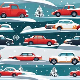 Snow-Covered Cars clipart - Vehicles blanketed in thick snow, ,vector color clipart,minimal