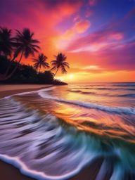 Beach Scenery Background Relaxing and Serene Coastal Experience wallpaper splash art, vibrant colors, intricate patterns