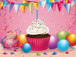 Cupcake clipart - cupcake surrounded by party decorations  