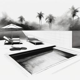 drawing of a pool  minimal rough scribbles,doodles,black and white