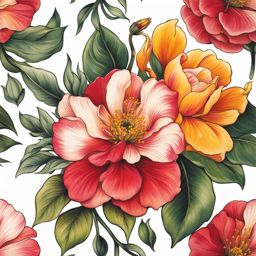 March flower of the month tattoo, Tattoos representing the birth flower for the month of March.  vivid colors, white background, tattoo design