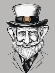 drawing of a leprechaun  minimal rough sketch scribbles,doodles,black and white