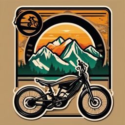 Mountain Bike Trail Sticker - Off-road cycling adventure, ,vector color sticker art,minimal