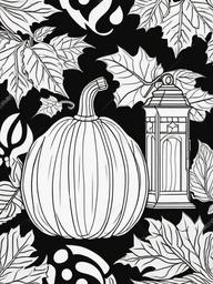 Pumpkin Lantern Coloring Pages - Lit Pumpkin Lantern for Halloween  minimal black outline printable sheet, coloring page