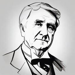 drawing of thomas edison  minimal rough scribbles,doodles,black and white