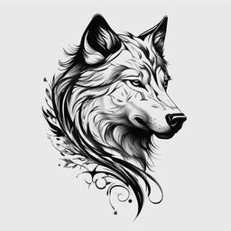 horse wolf tattoo  simple tattoo,minimalist,white background