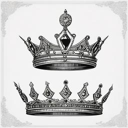 drawing of a jeweled crown  minimal rough sketch scribbles,doodles,black and white