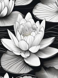 drawing of water lily  minimal rough scribbles,doodles,black and white