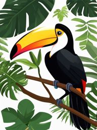 Toucan Clipart - Toucan perched on a branch in the Amazon rainforest , minimal, 2d