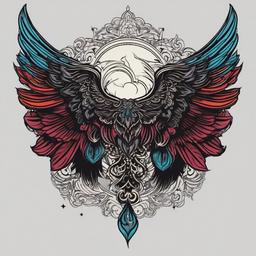 gothic wing tattoo  simple vector color tattoo
