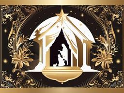 Christmas Ornament clipart - ornament with a nativity scene  color,minimalist,vector clipart