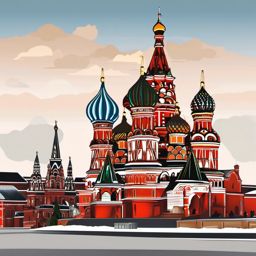 Moscow clipart - Red Square and St. Basil's Cathedral in Russia,  color vector clipart