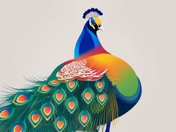 Peacock Clipart - Peacock displaying its vibrant feathers , minimal, 2d