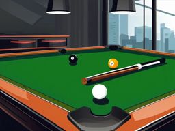 Billiards Cue and Balls Clipart - A billiards cue and balls on the table.  color vector clipart, minimal style