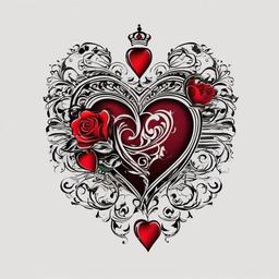 k and q of hearts tattoo  simple vector color tattoo