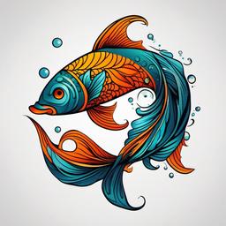 pisces tattoo fish  simple vector color tattoo
