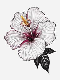 Hibiscus Flower Tattoo - Tattoo featuring the vibrant and tropical hibiscus flower.  simple color tattoo,minimalist,white background