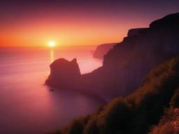 Sunset Wallpaper - Hazy sunset over rocky cliffs.  sunset background