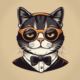 Clever Cat Character Design - Character design portraying a cat's clever and funny traits. , t shirt vector art