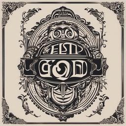 Best God Tattoo-Bold and declarative tattoo featuring the phrase Best God, capturing themes of personal identity and confidence.  simple color vector tattoo