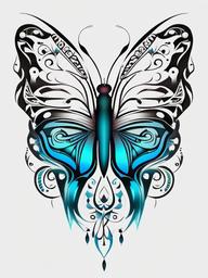 butterfly tribal tattoo designs  simple color tattoo, minimal, white background