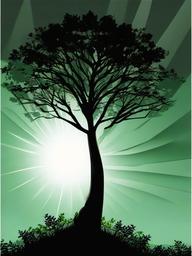 Tree clipart - tree in a forest with sunlight  