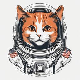 Cat Astronaut Tattoo - Tattoo featuring a cat in an astronaut-themed design.  minimal color tattoo, white background