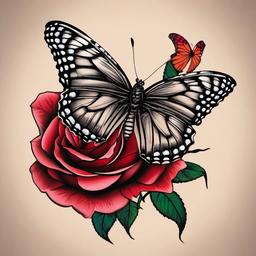 rose tattoo and butterfly  