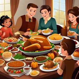 Happy Thanksgiving clipart - family celebrating Thanksgiving dinner  