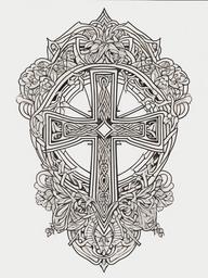 irish religious tattoos  simple color tattoo,minimal,white background