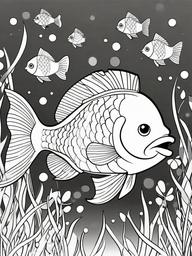 Fish Coloring Pages - Fish celebrating a birthday with friends  simple coloring pages