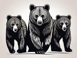 mama bear and two cubs tattoo  simple vector color tattoo